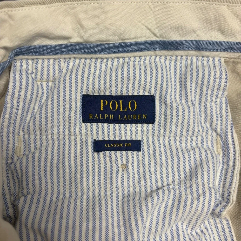 Polo Ralph Lauren Pants Mens 32 Tan Classic Fit Chinos Khaki Cotton Straight Leg